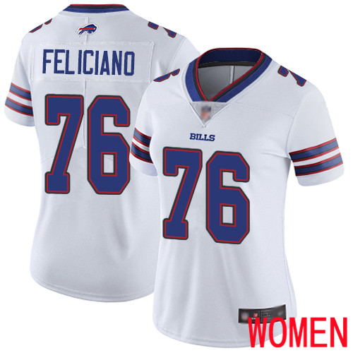 Women Buffalo Bills 76 Jon Feliciano White Vapor Untouchable Limited Player NFL Jersey